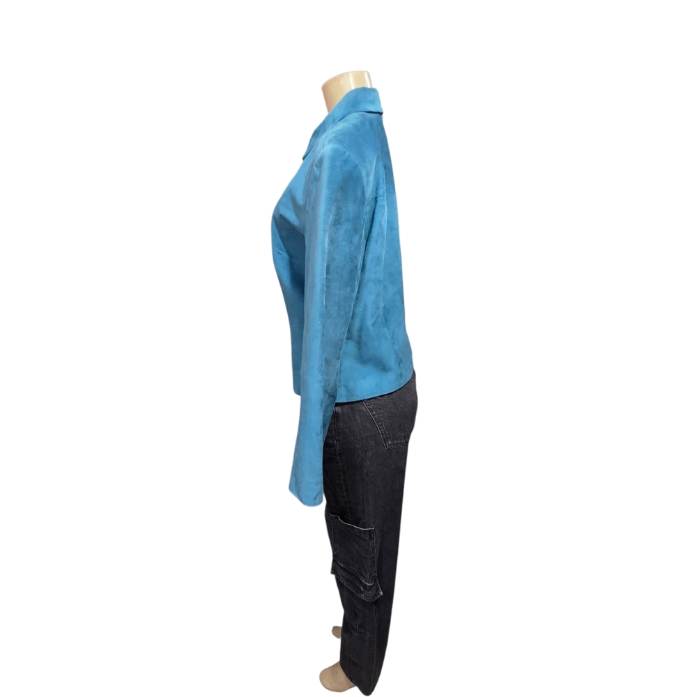 SienastudioTeal Suede Leather Women's Jacket Size 6 - Picture 3 of 11